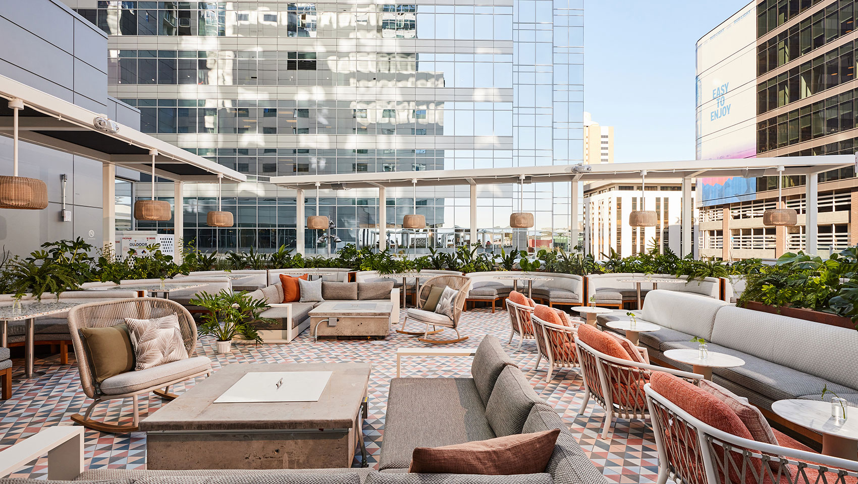 Eden Rooftop Bar seating during the day